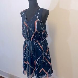 Banana Republic Day Dress Geometric Sleeveless Blue